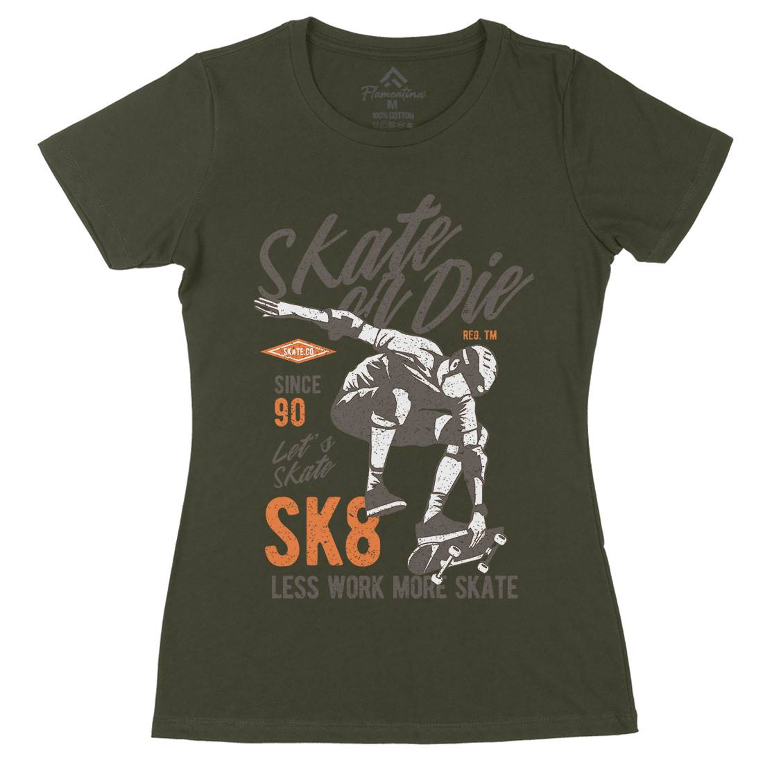 Or Die Womens Organic Crew Neck T-Shirt Skate A754