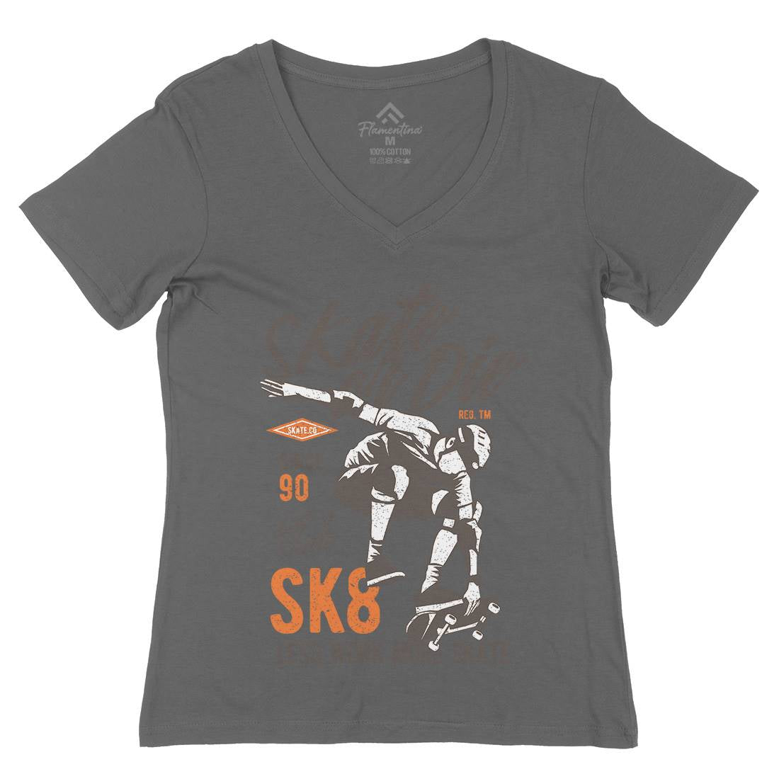 Or Die Womens Organic V-Neck T-Shirt Skate A754