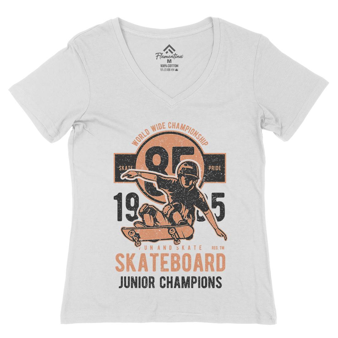 Skateboard Junior Champions Womens Organic V-Neck T-Shirt Skate A755