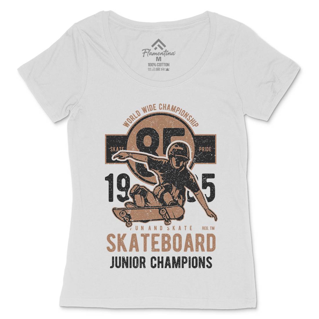 Skateboard Junior Champions Womens Scoop Neck T-Shirt Skate A755