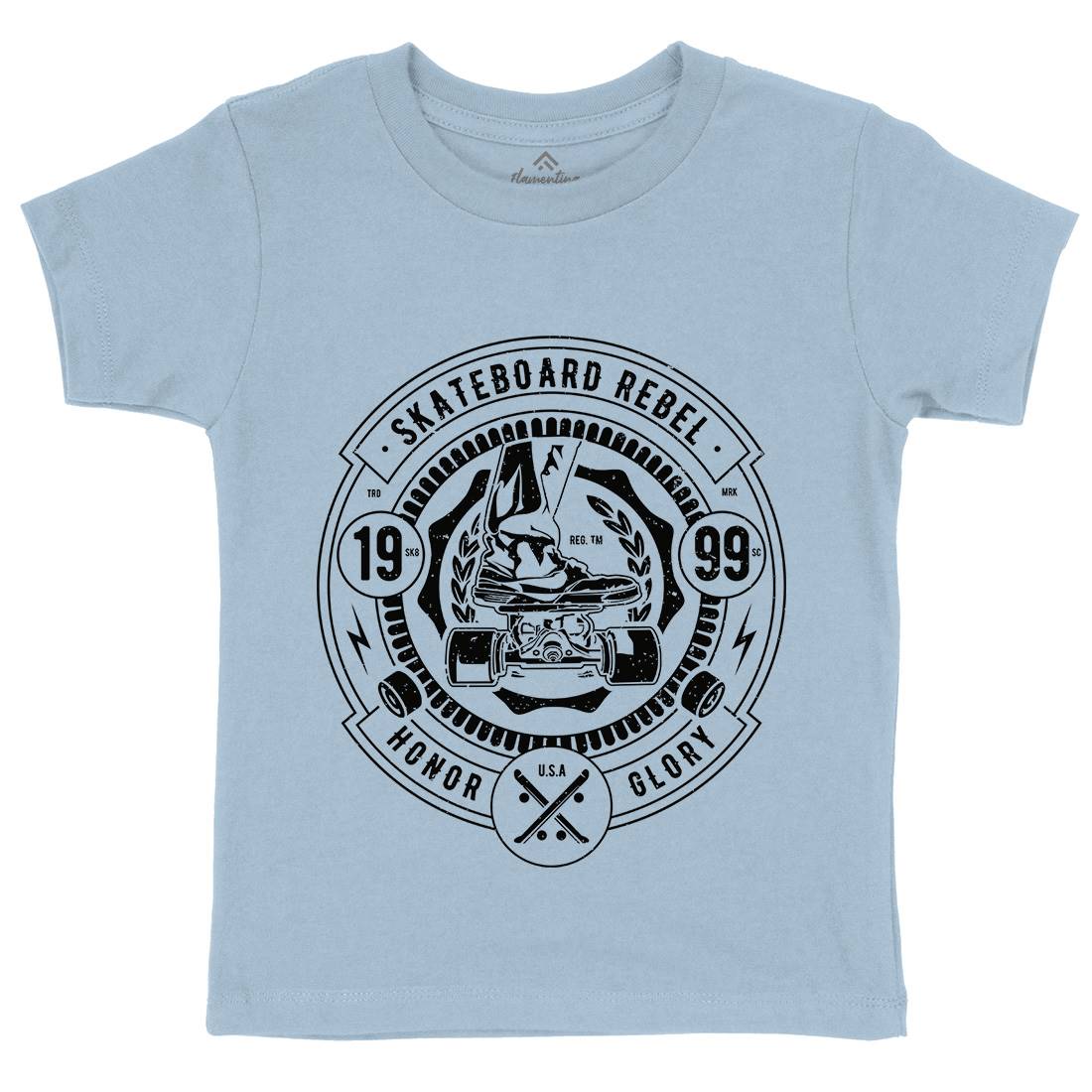 Skateboard Rebel Kids Organic Crew Neck T-Shirt Skate A756
