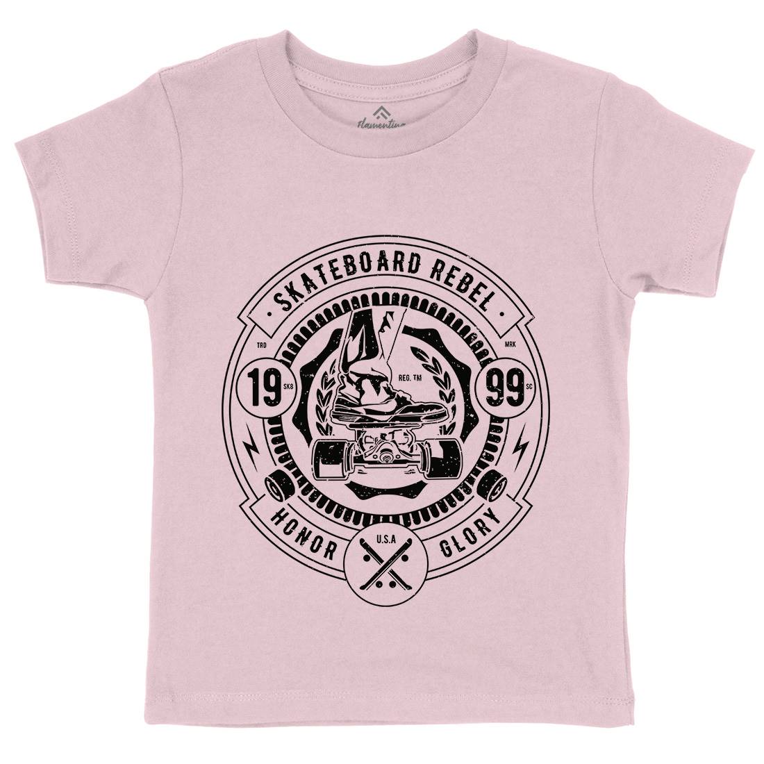 Skateboard Rebel Kids Organic Crew Neck T-Shirt Skate A756