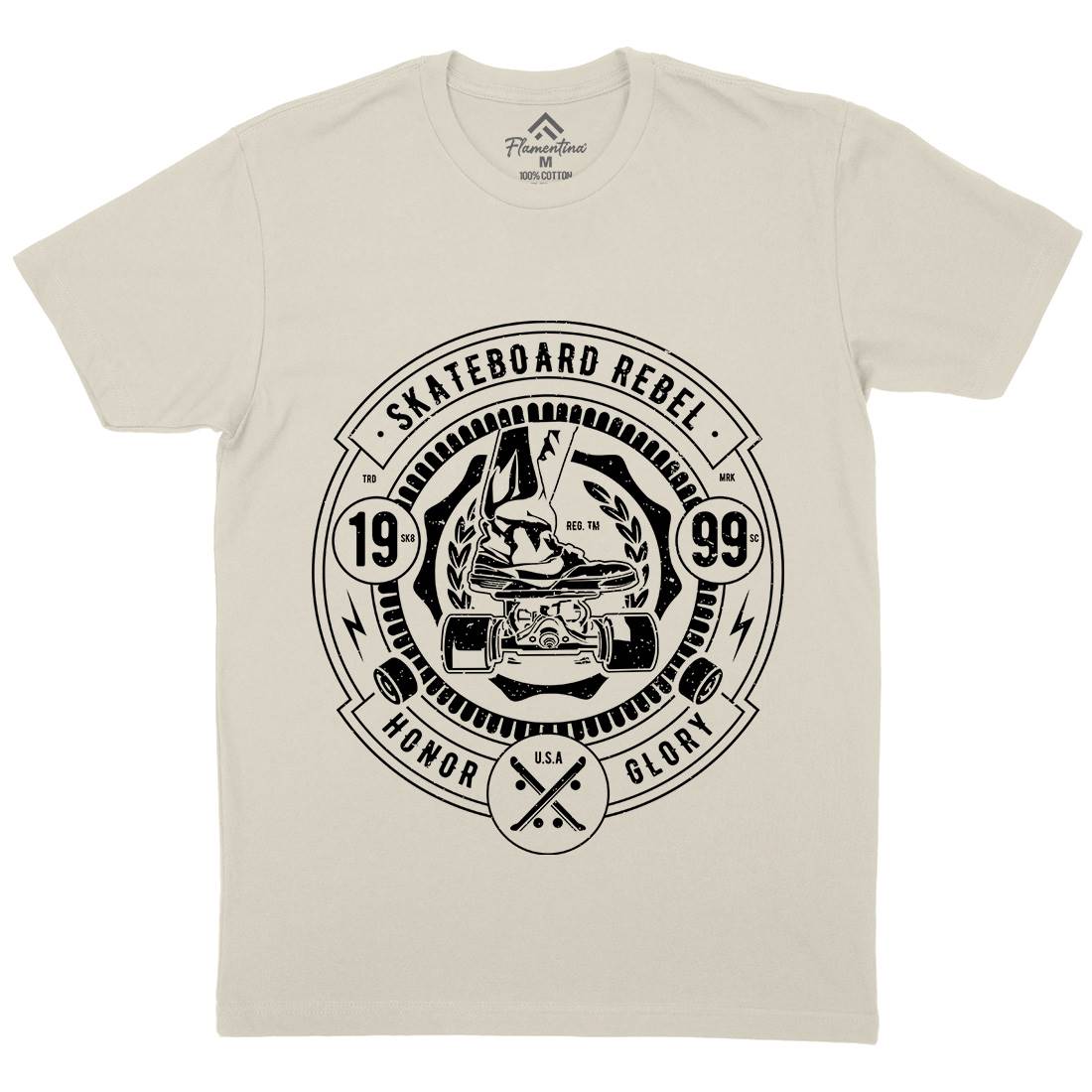 Skateboard Rebel Mens Organic Crew Neck T-Shirt Skate A756