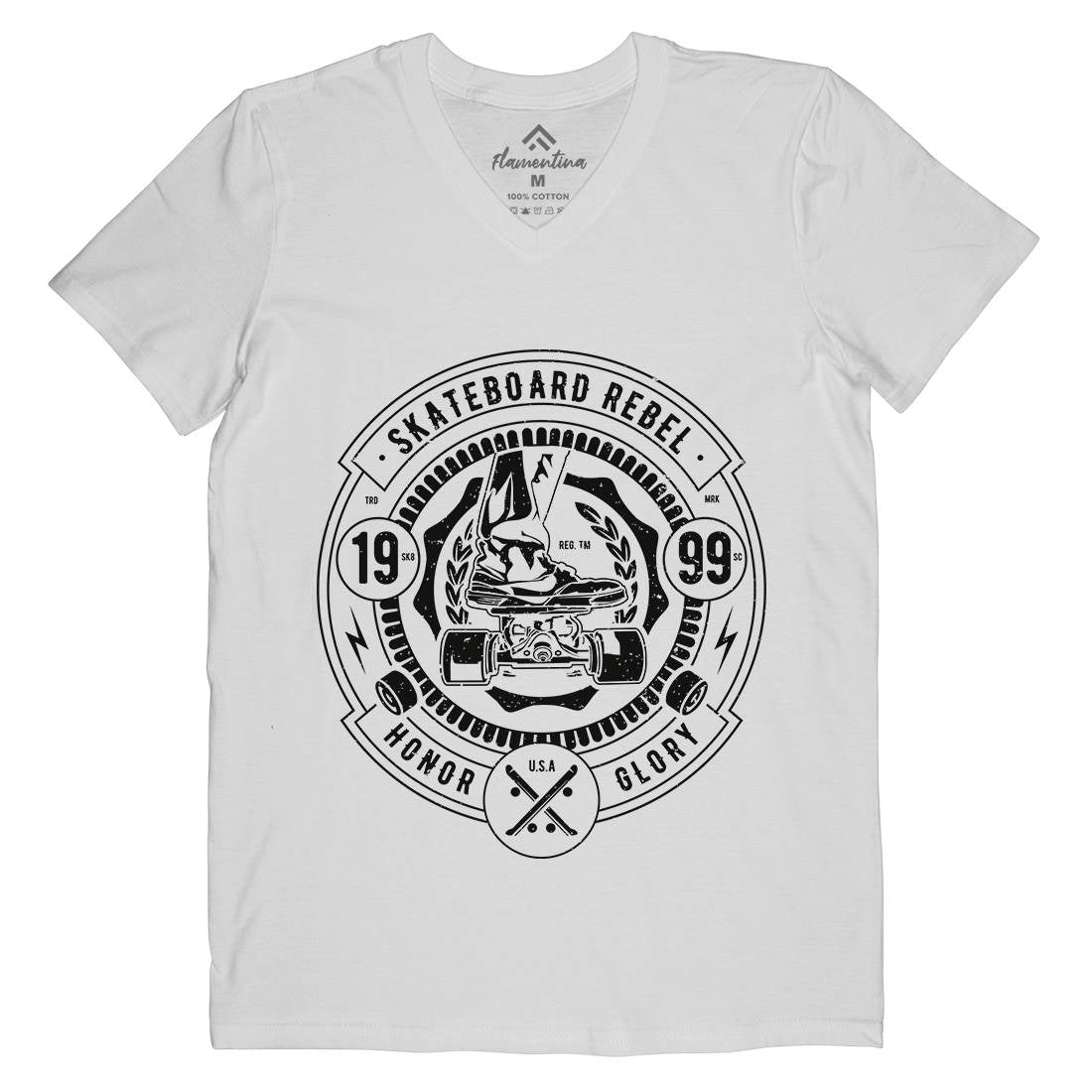 Skateboard Rebel Mens Organic V-Neck T-Shirt Skate A756