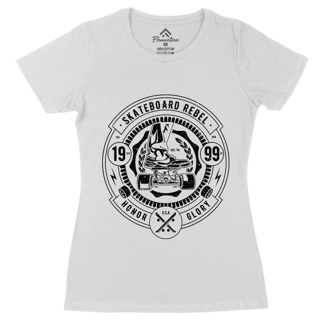 Skateboard Rebel Womens Organic Crew Neck T-Shirt Skate A756