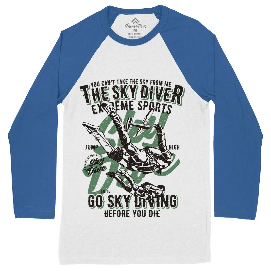 Sky Diver Mens Long Sleeve Baseball T-Shirt Sport A757