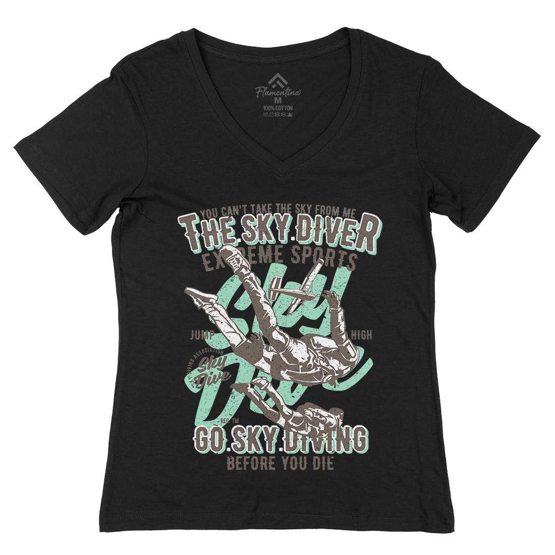Sky Diver Womens Organic V-Neck T-Shirt Sport A757