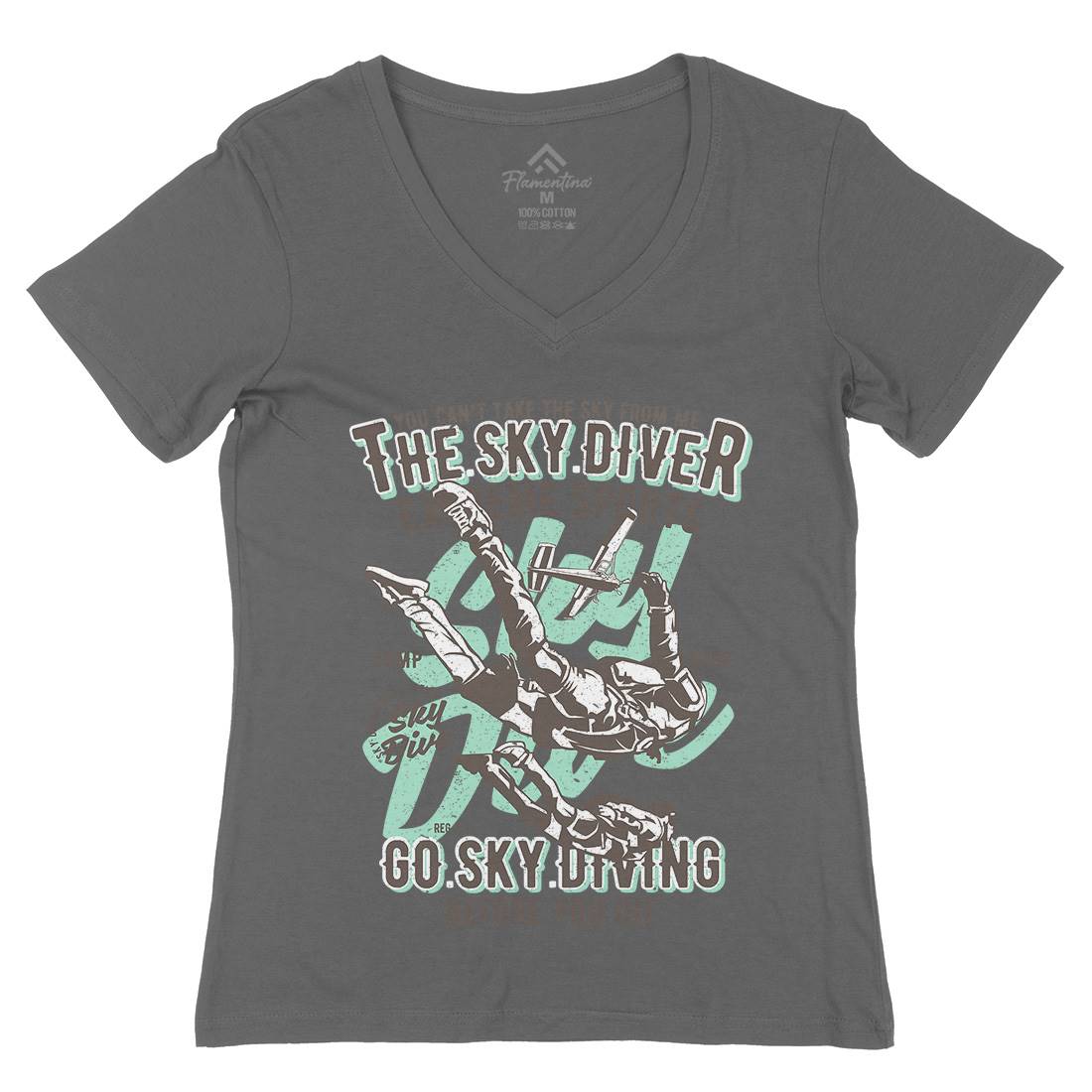 Sky Diver Womens Organic V-Neck T-Shirt Sport A757