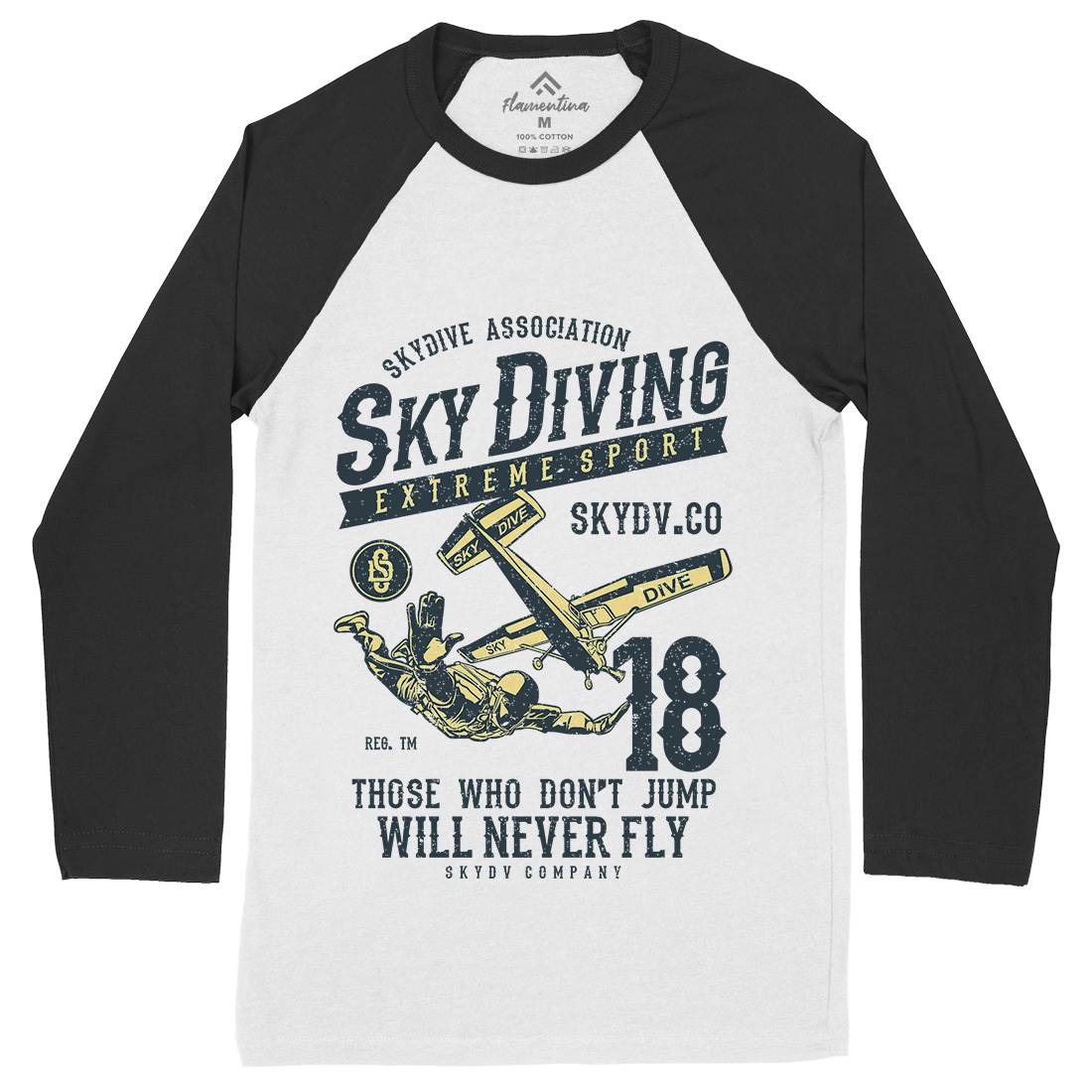 Sky Diving Mens Long Sleeve Baseball T-Shirt Sport A758