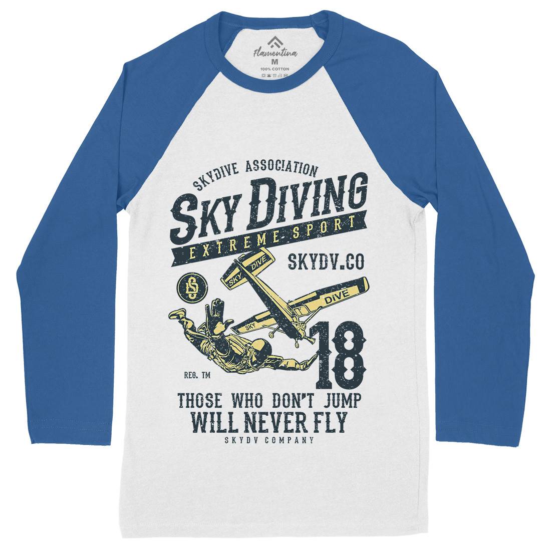 Sky Diving Mens Long Sleeve Baseball T-Shirt Sport A758