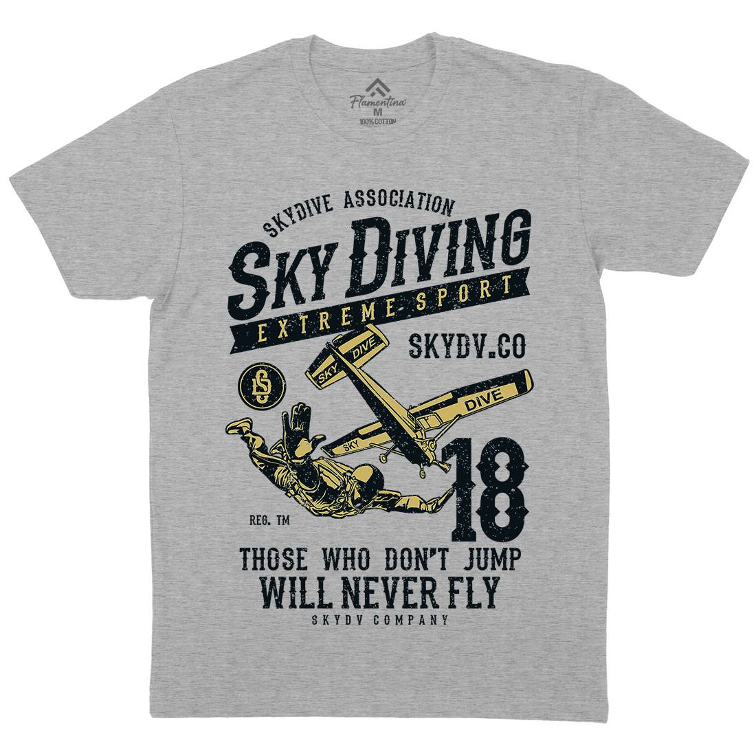 Sky Diving Mens Organic Crew Neck T-Shirt Sport A758