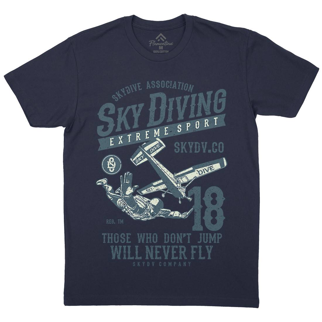 Sky Diving Mens Organic Crew Neck T-Shirt Sport A758