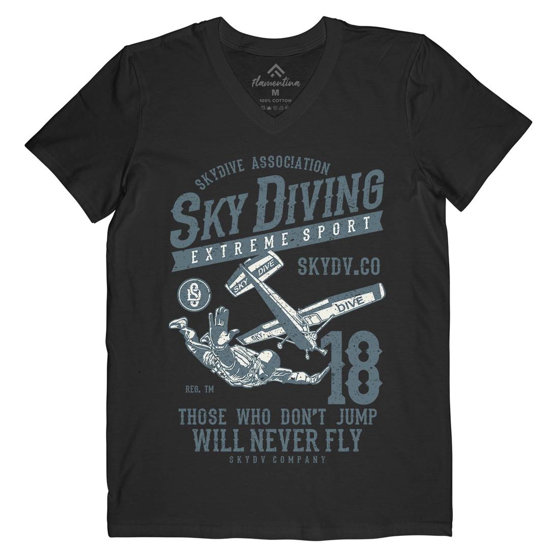 Sky Diving Mens V-Neck T-Shirt Sport A758