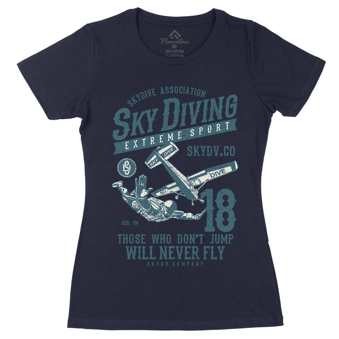 Sky Diving Womens Organic Crew Neck T-Shirt Sport A758