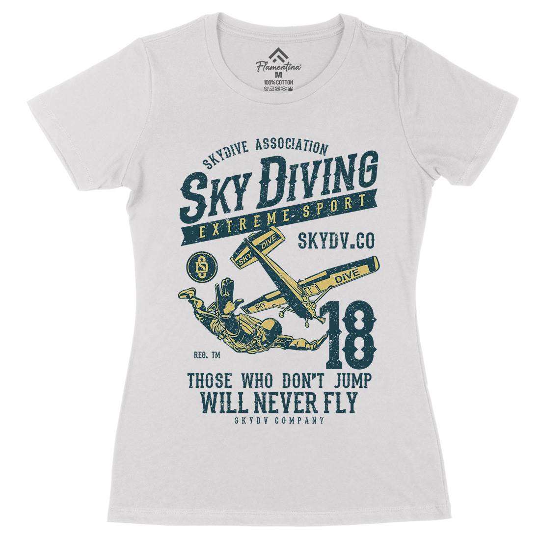 Sky Diving Womens Organic Crew Neck T-Shirt Sport A758