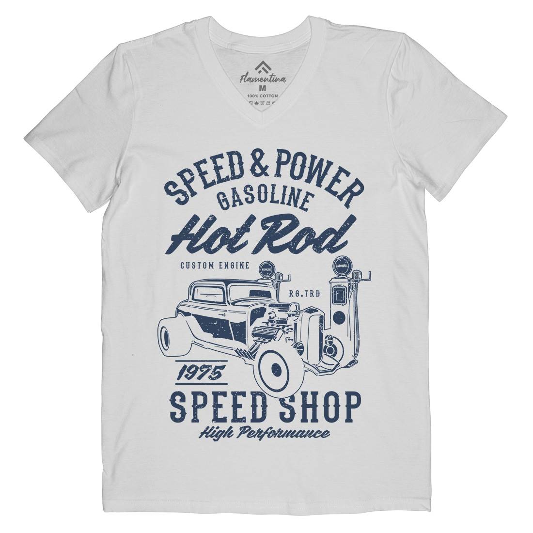 Speed Power Mens Organic V-Neck T-Shirt Cars A760