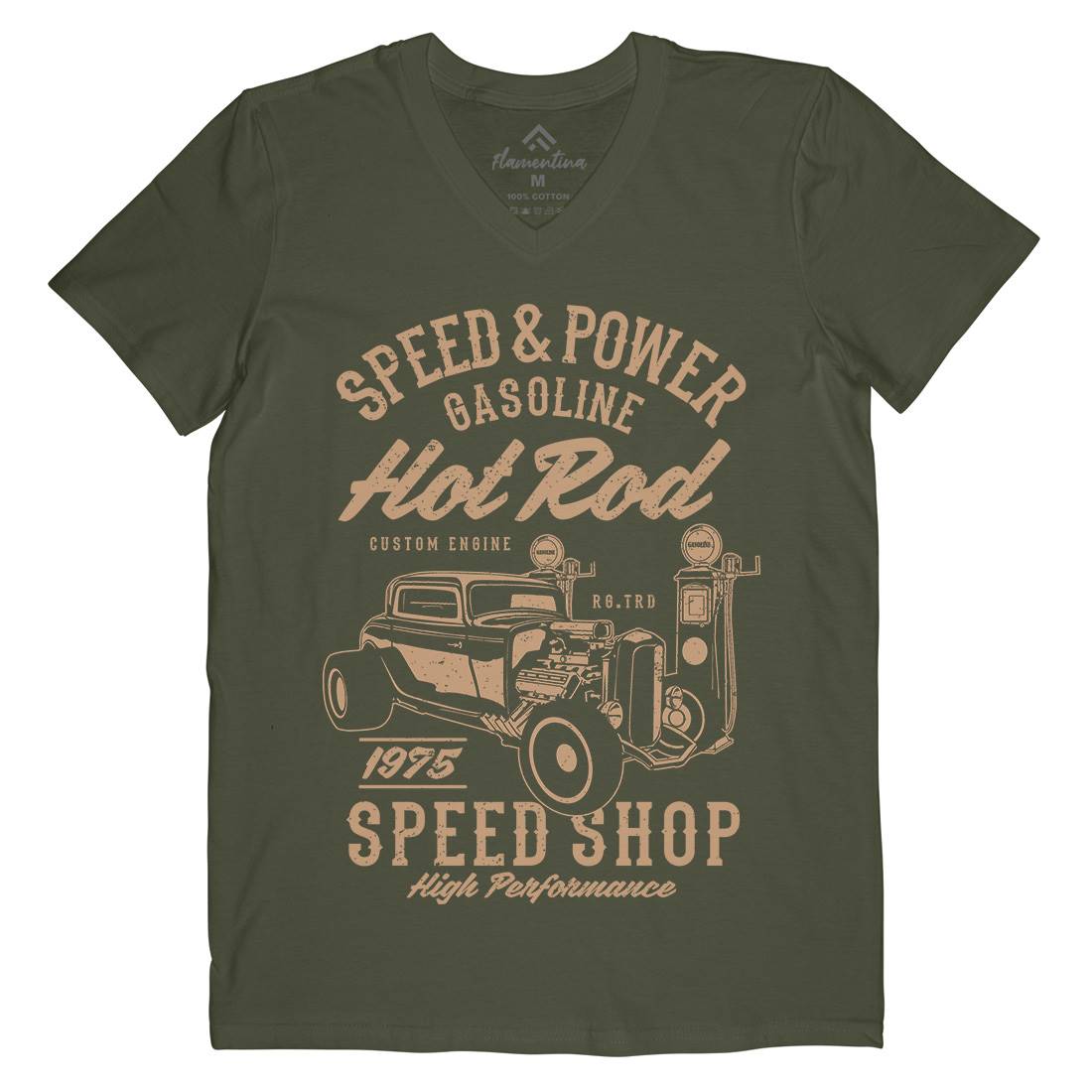 Speed Power Mens Organic V-Neck T-Shirt Cars A760