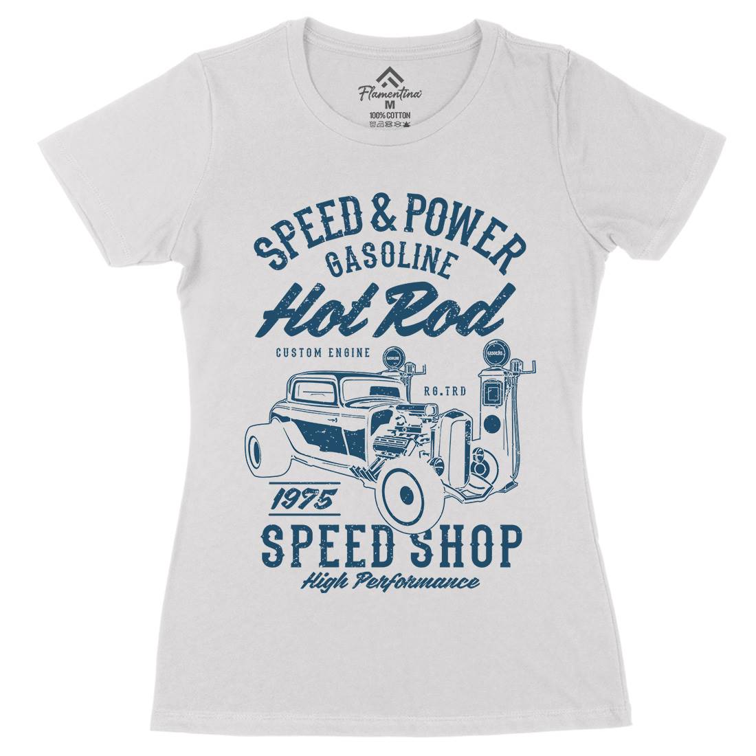 Speed Power Womens Organic Crew Neck T-Shirt Cars A760