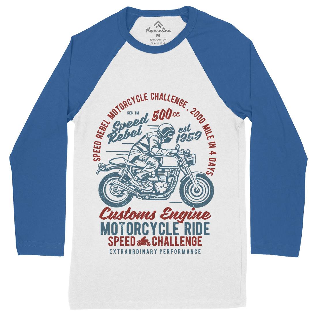 Speed Rebel Mens Long Sleeve Baseball T-Shirt Motorcycles A762
