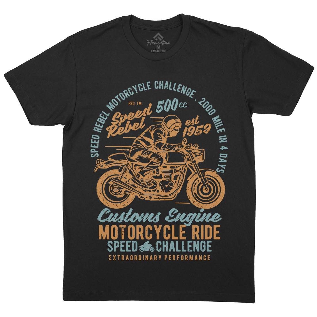 Speed Rebel Mens Organic Crew Neck T-Shirt Motorcycles A762