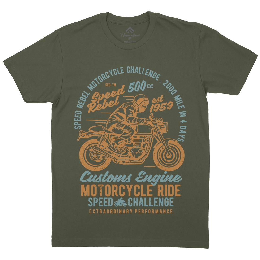 Speed Rebel Mens Organic Crew Neck T-Shirt Motorcycles A762