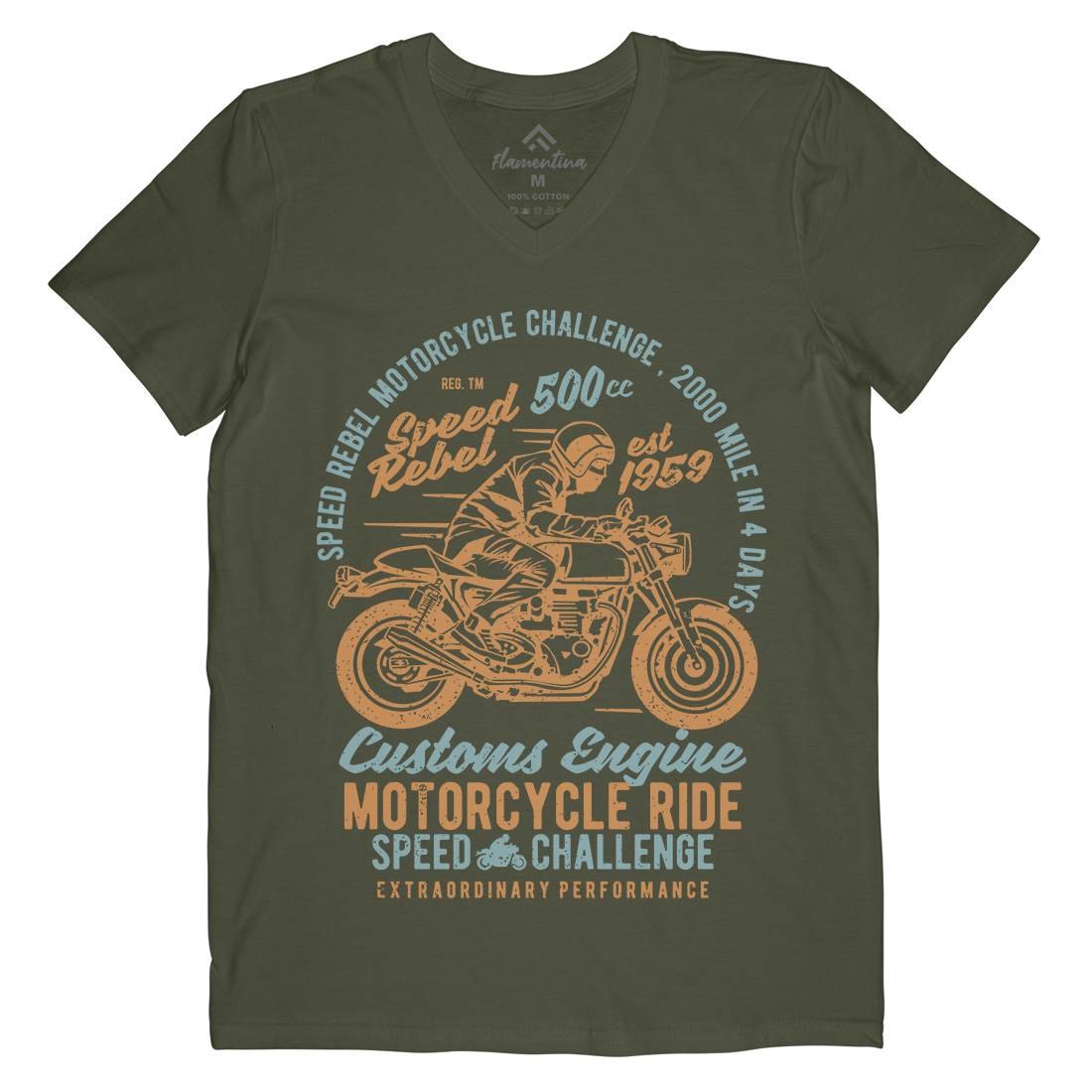 Speed Rebel Mens Organic V-Neck T-Shirt Motorcycles A762