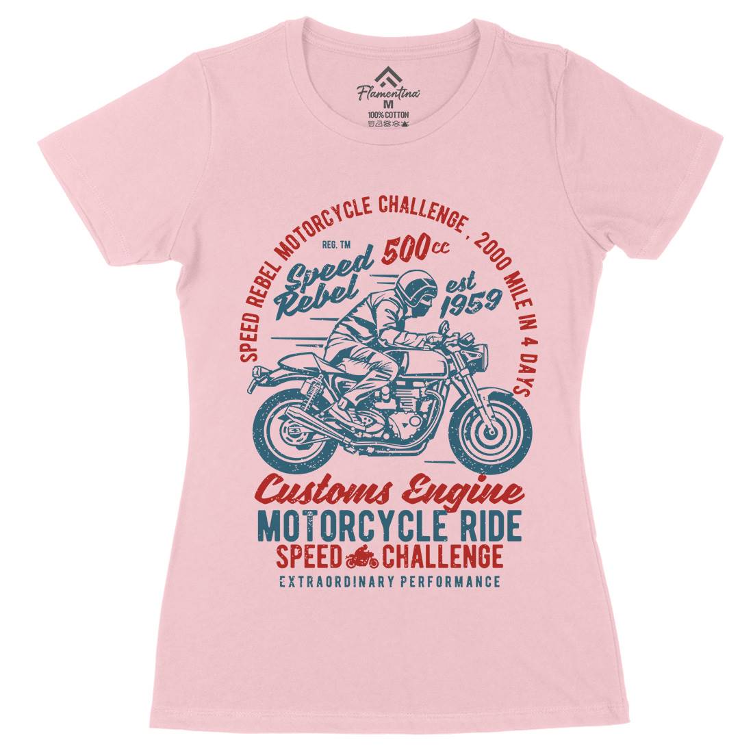 Speed Rebel Womens Organic Crew Neck T-Shirt Motorcycles A762