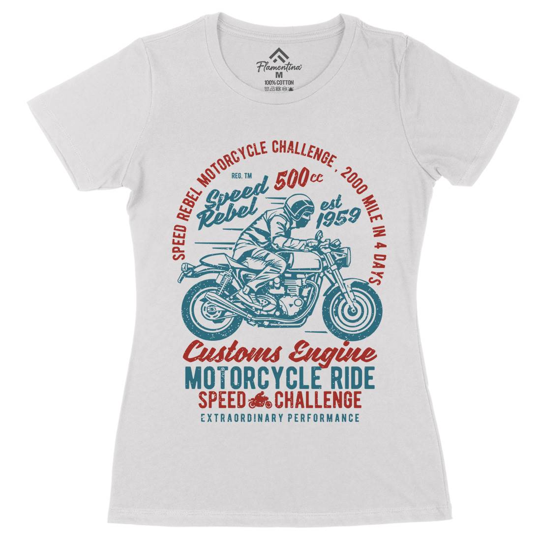 Speed Rebel Womens Organic Crew Neck T-Shirt Motorcycles A762