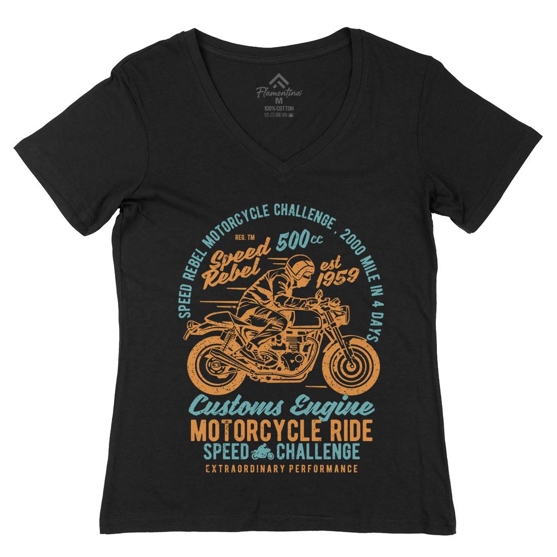 Speed Rebel Womens Organic V-Neck T-Shirt Motorcycles A762