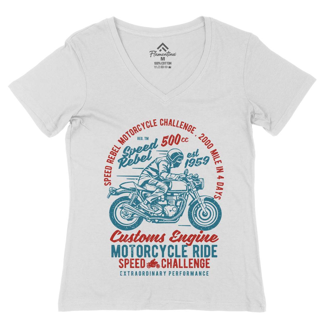 Speed Rebel Womens Organic V-Neck T-Shirt Motorcycles A762