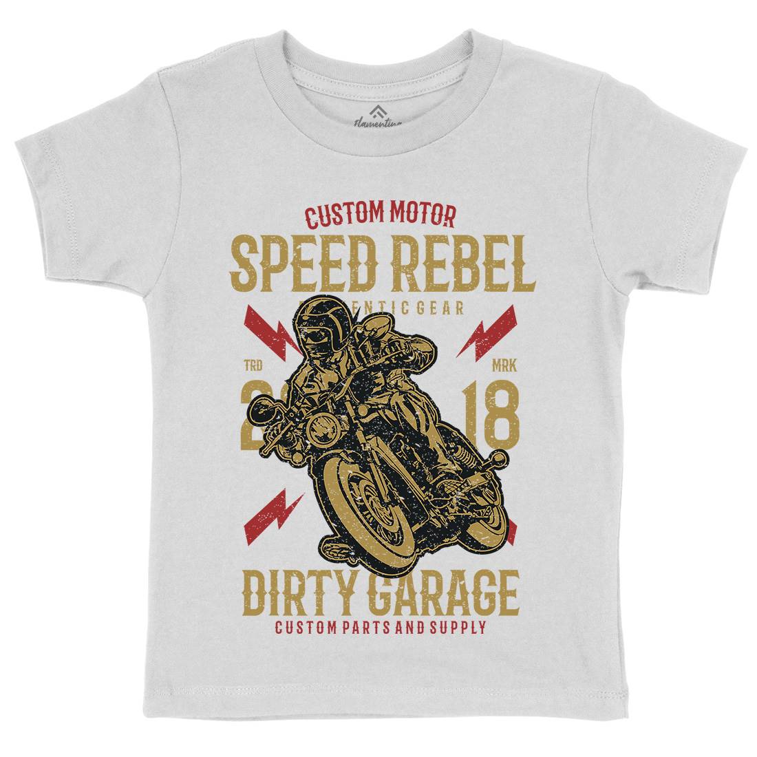 Speed Rebel Kids Organic Crew Neck T-Shirt Motorcycles A763