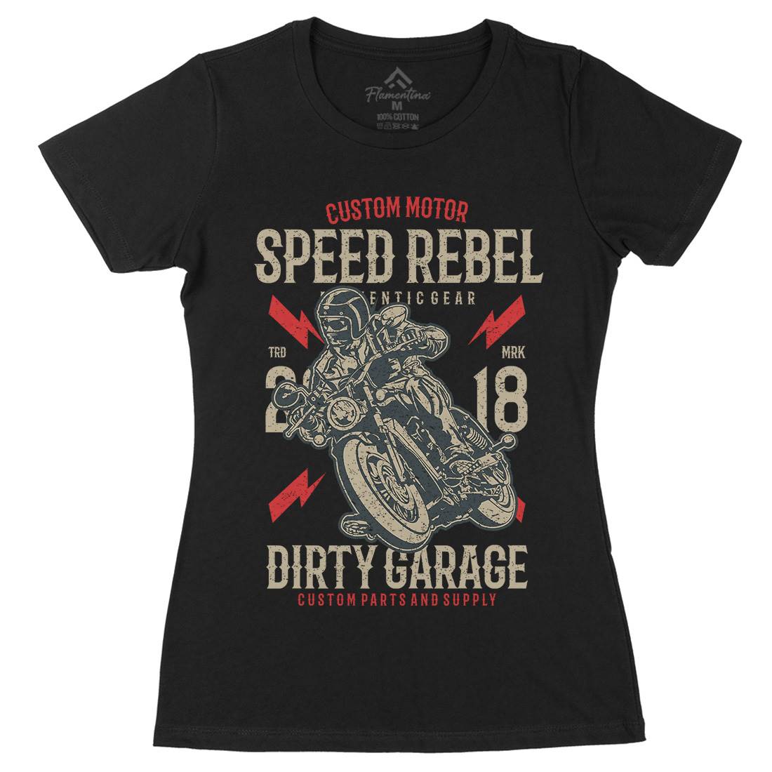Speed Rebel Womens Organic Crew Neck T-Shirt Motorcycles A763