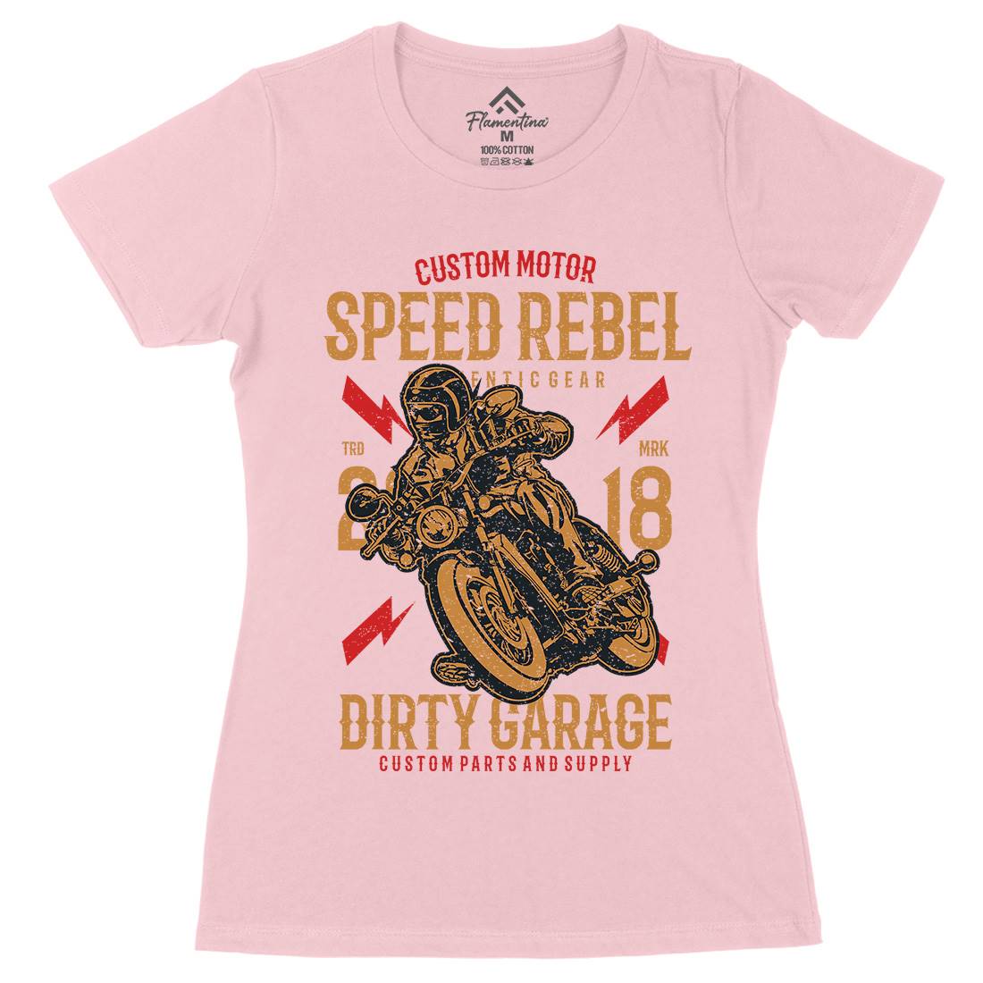 Speed Rebel Womens Organic Crew Neck T-Shirt Motorcycles A763
