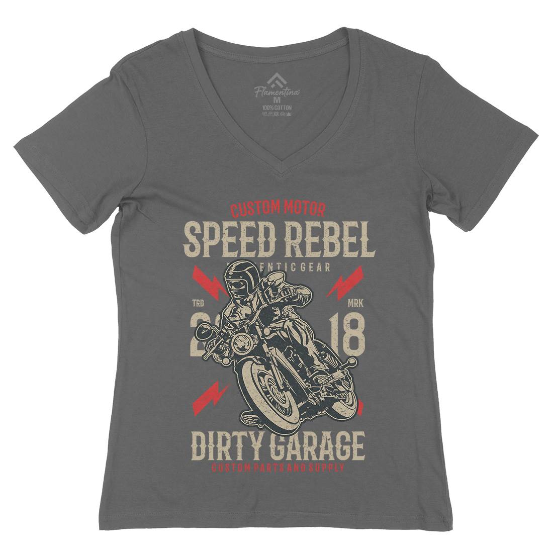 Speed Rebel Womens Organic V-Neck T-Shirt Motorcycles A763