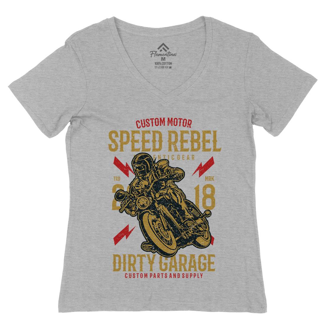 Speed Rebel Womens Organic V-Neck T-Shirt Motorcycles A763
