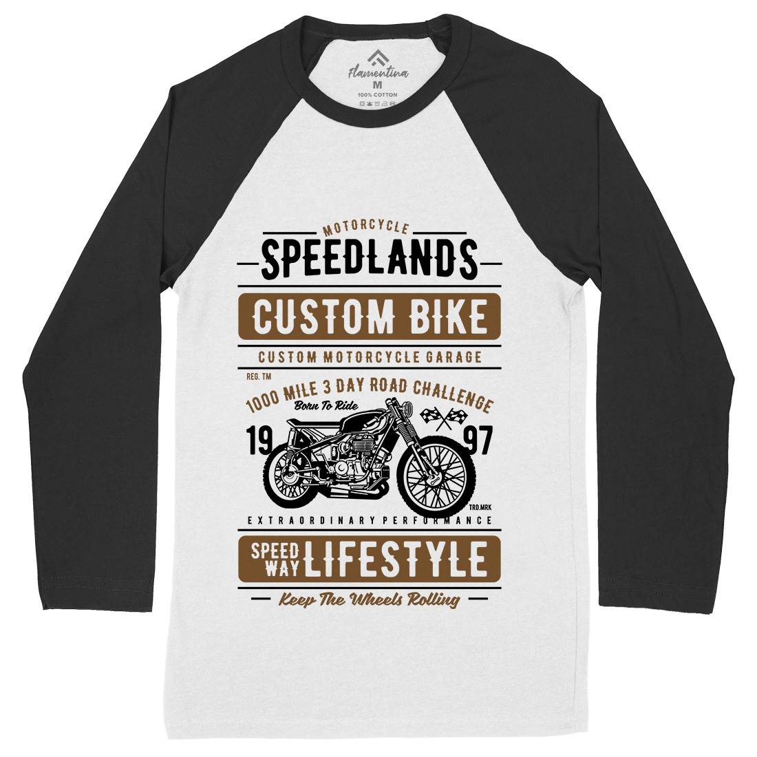 Speedlands Mens Long Sleeve Baseball T-Shirt Motorcycles A764