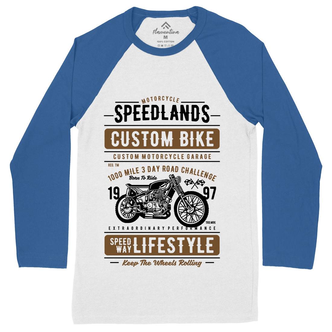 Speedlands Mens Long Sleeve Baseball T-Shirt Motorcycles A764