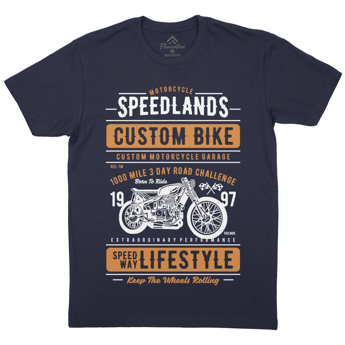 Speedlands Mens Organic Crew Neck T-Shirt Motorcycles A764