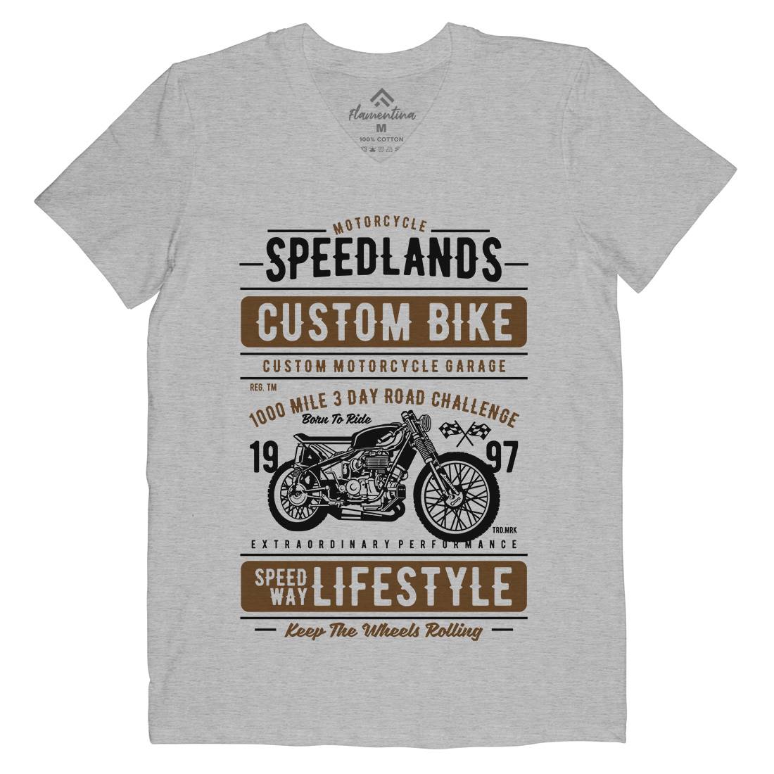 Speedlands Mens Organic V-Neck T-Shirt Motorcycles A764