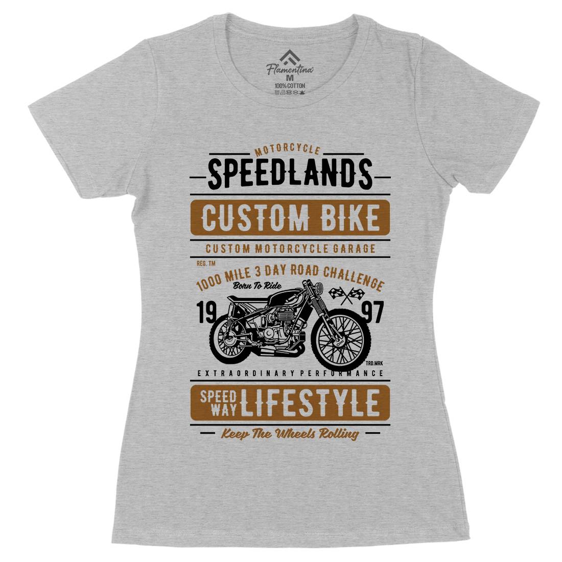 Speedlands Womens Organic Crew Neck T-Shirt Motorcycles A764