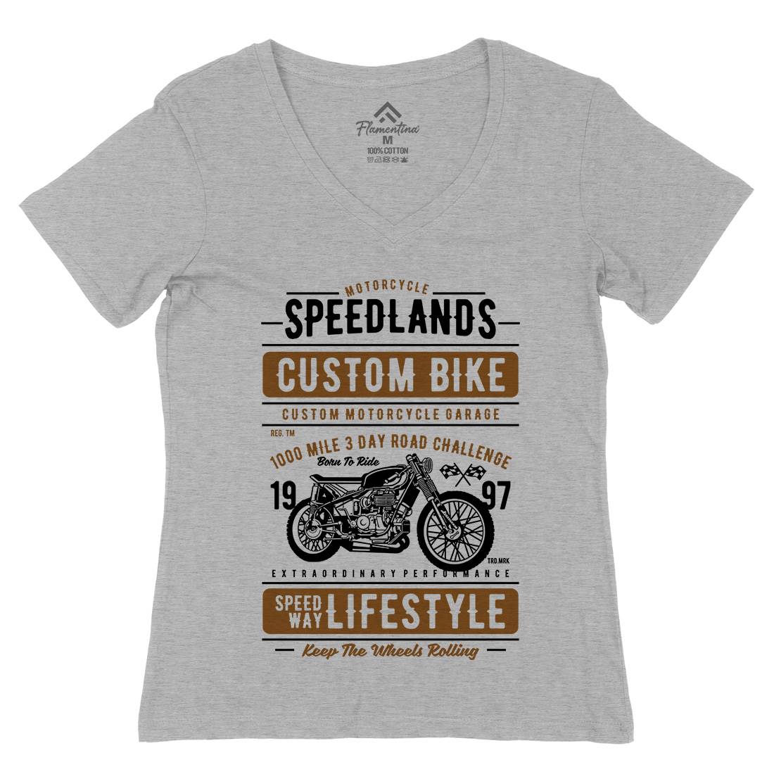 Speedlands Womens Organic V-Neck T-Shirt Motorcycles A764