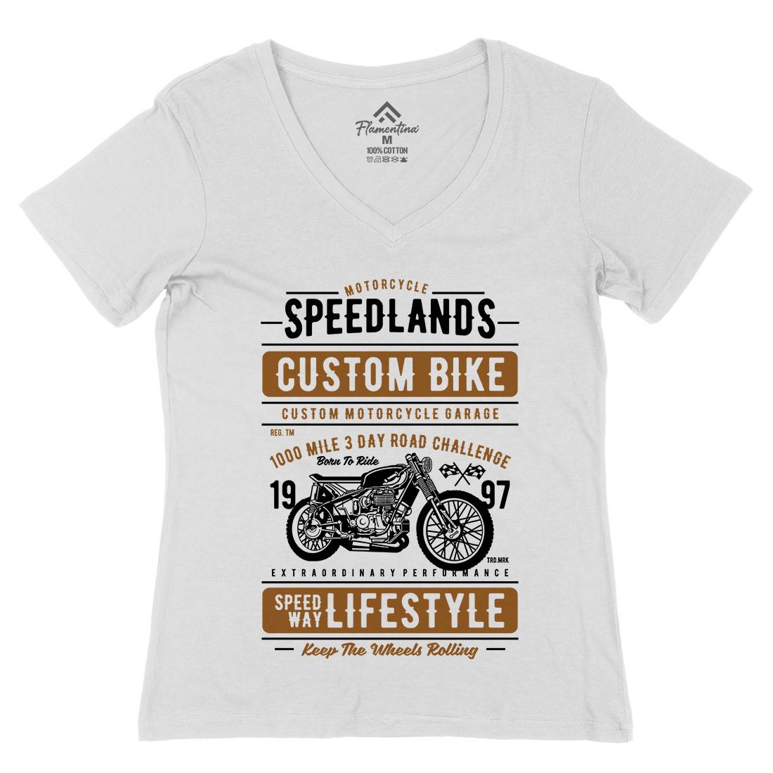 Speedlands Womens Organic V-Neck T-Shirt Motorcycles A764