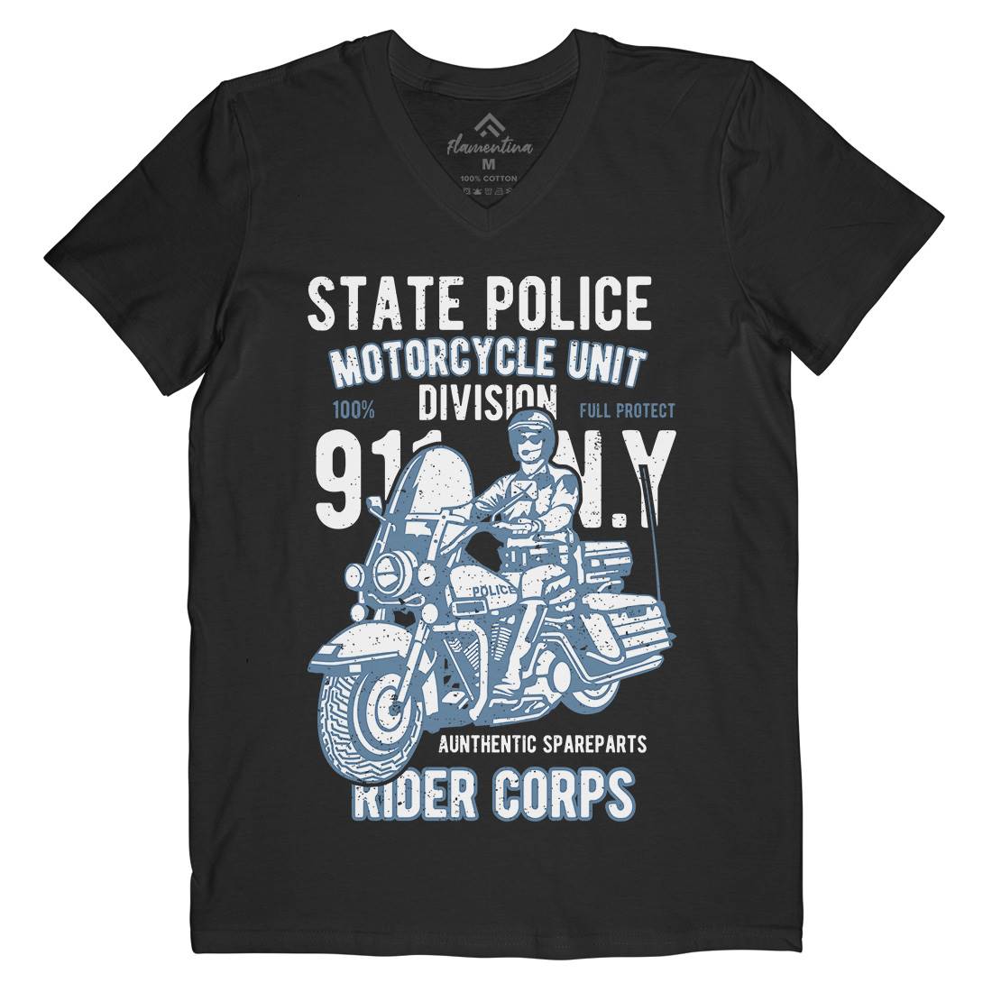 State Police Mens Organic V-Neck T-Shirt Army A765