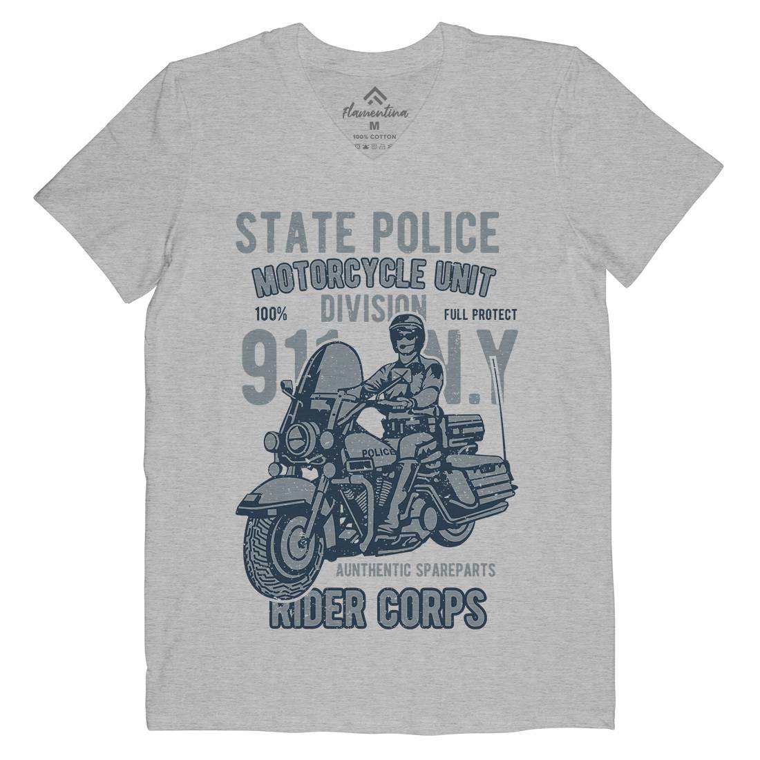 State Police Mens V-Neck T-Shirt Army A765