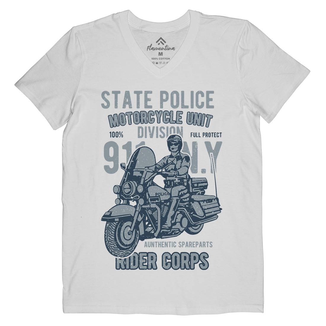 State Police Mens V-Neck T-Shirt Army A765