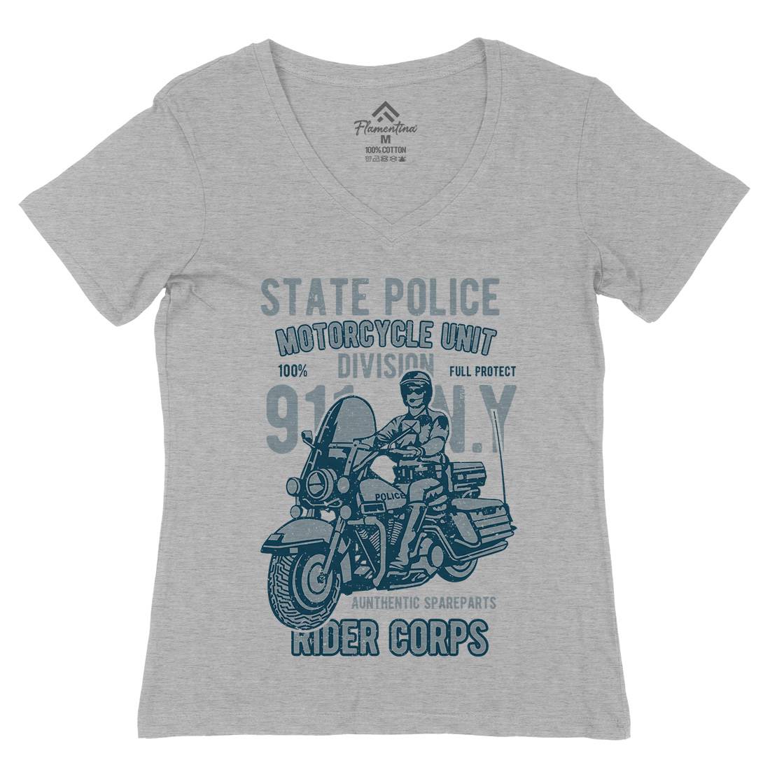 State Police Womens Organic V-Neck T-Shirt Army A765