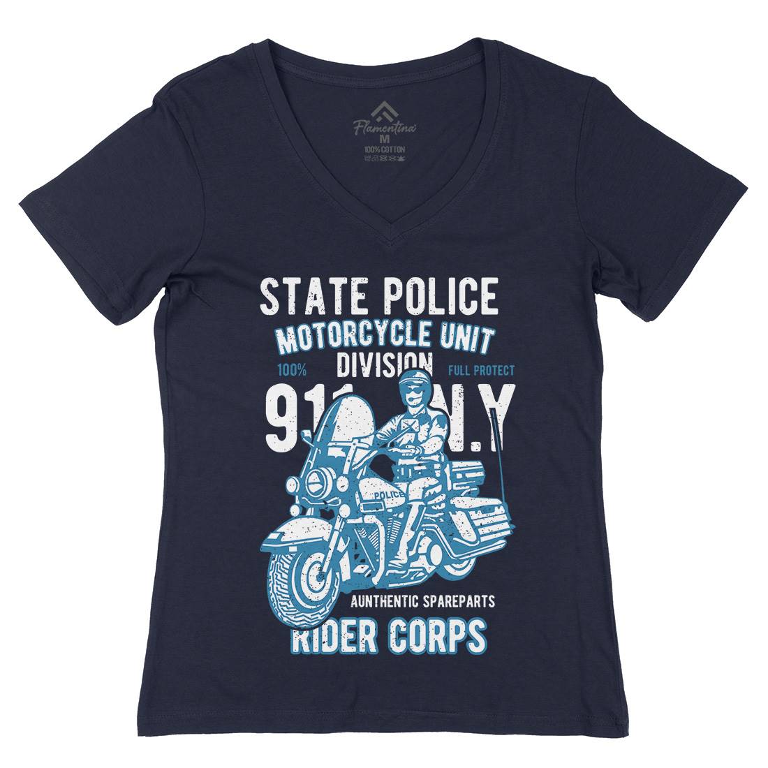 State Police Womens Organic V-Neck T-Shirt Army A765