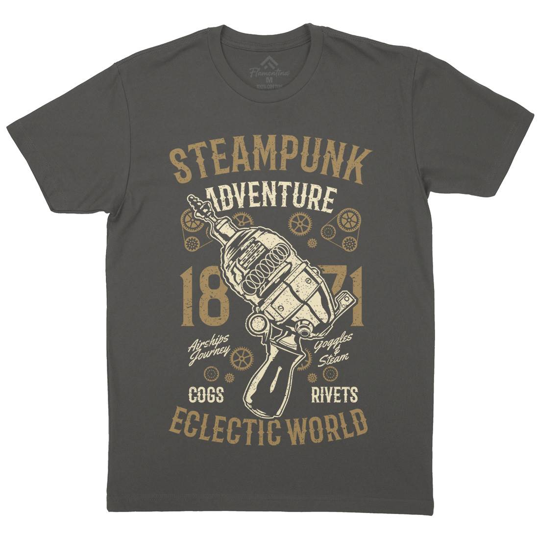 Adventure Mens Organic Crew Neck T-Shirt Steampunk A766