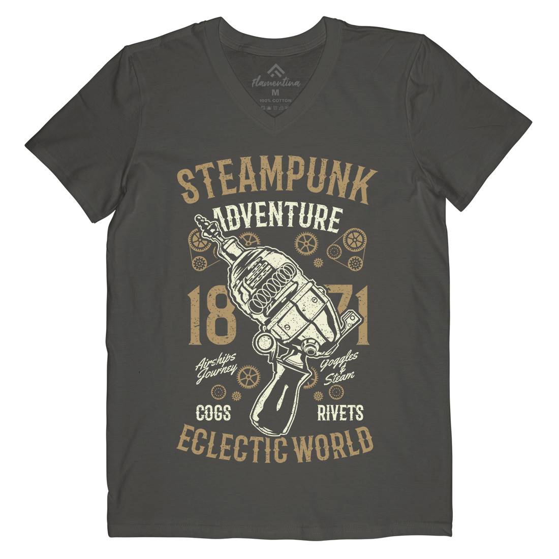 Adventure Mens V-Neck T-Shirt Steampunk A766