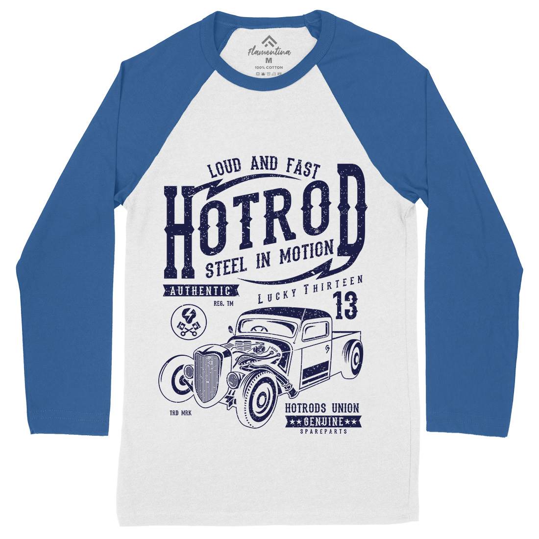 Steel In Motion Mens Long Sleeve Baseball T-Shirt Cars A767